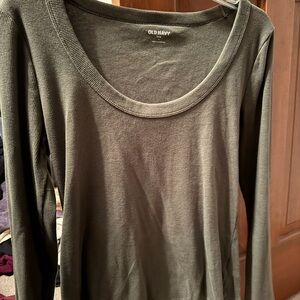 Old Navy Women's Olive Ribbed Long Sleeve Top